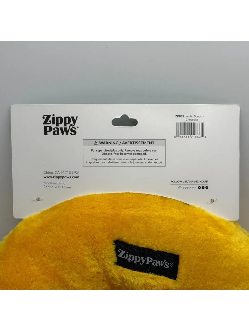 ZippyPaws Jumbo Donutz Chocolate Donut Dog Toy Plush Zippy Paws ZP863 NEW